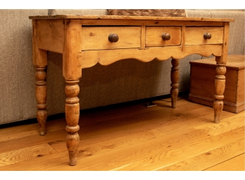 Vintage Pine Three Drawer Console Table