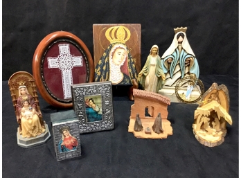 Religious Scultures, Plaques, Trinket Boxes And Carvings