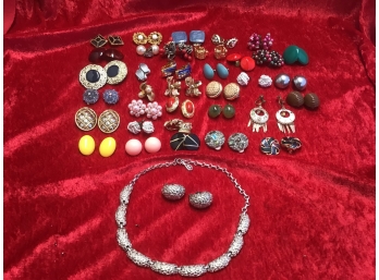 Large Lot Of Clip On Earrings
