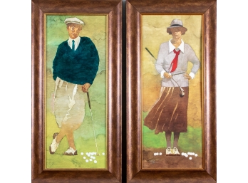 Large Pair Of Decorative Golf Prints