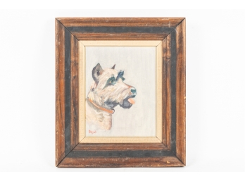 Pastel Image Of Dog Signed F. Driscoll In Vintage Frame