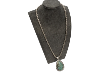 Jon McCray Sterling Silver Navajo Turquoise Necklace 75.92g