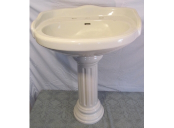 New/Uninstalled White Pedestal Sink With Base
