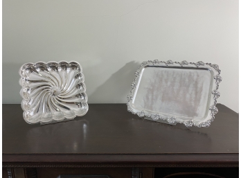 Pair Of Silver Plate Serving Trays