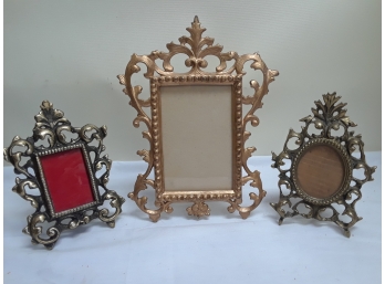 Three Victorian Brass  Picture Frames