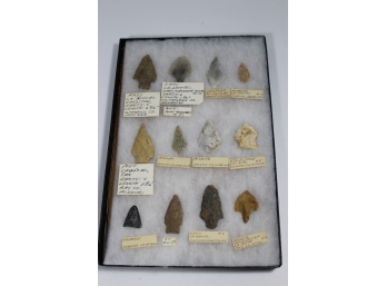 Lot Of Native American Arrow Heads Labeled