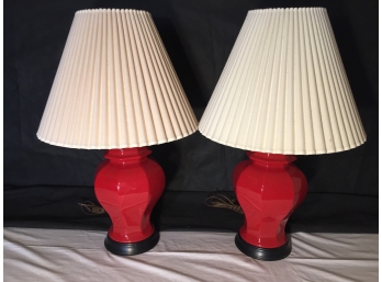 Pair Of Red Table Lamps