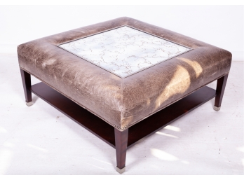 Marbled Mirror & Leather Coffee Table