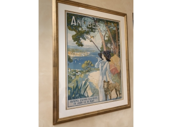 ANTIBES COTES D'AZUR  Large Format Vintage French Travel Poster