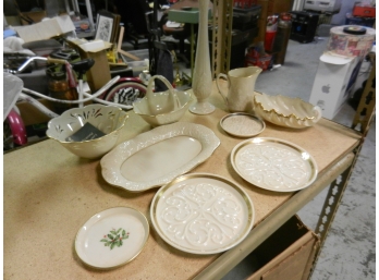 Ten Piece Assorted LENOX Porcelain Pieces (Vase, Plates, Candy Dishes)