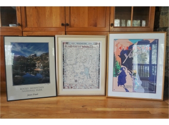 Three National Park Framed Posters