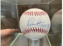Nolan Ryan Autographed Baseball In Glass Display Case With COA