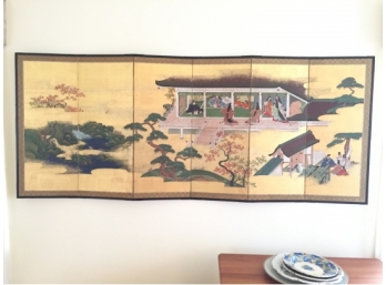 Japanese Six Panel Screen  'Gardens And Nobles'