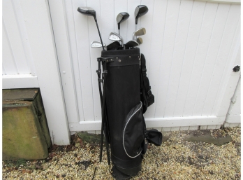 Golf Bag With Silver Hawk Irons And Drivers