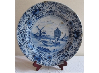 Blue & White Dutch Style Platter - AS-IS (see Additional Photos)