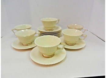 17 Pieces Of Pre-Owned LENOX CHINA CRETAN Footed Cups & Saucers
