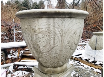 Pair Large Arabesque Planters By Campania ($1200+ MSRP)