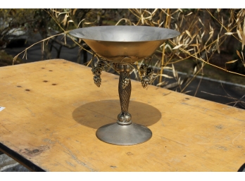 Decorative Pewter Toned Pedestal Bowl