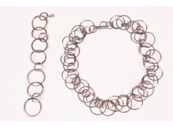 Multisphere Necklace And Sterling Bracelet