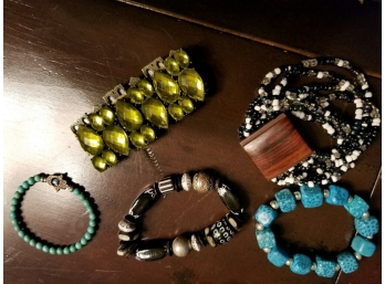 Lot Of Five Bead/Stone Bracelets