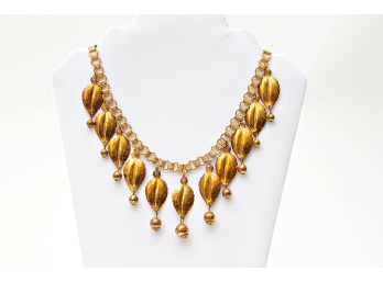 Vintage Gold Tone Leaf Form Necklace