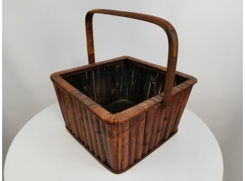 Handmade Dark Brown Bamboo Basket