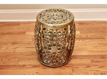 Solid Brass Garden Seat With  Intricate Scrollwork And Stylized Sun Flower Motifs