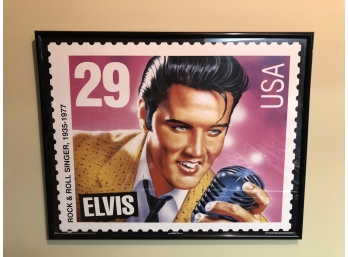Collectible Elvis 29 Cent Stamp Wall Art Poster Printed 1992 UPS