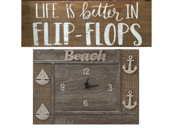 LIFE IS BETTER IN FLIP FLOPS Wall Decor And Beach Clock