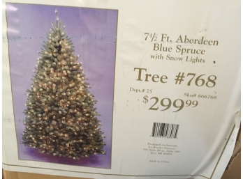 7.5 Foot Aberdeen Blue Spruce With Snow Lights - Artificial Tree