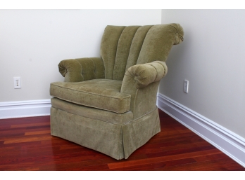 Lovely Upholstered Club Chair With Rolled Back And Arms