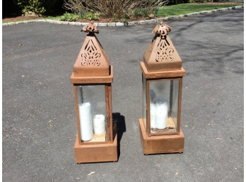 Pair Of Outdoor Metal Lanterns