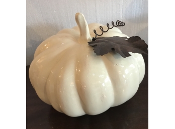 Ivory Colored Ceramic Pumpkin