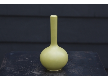 1960's Warm Olive Green Ceramic Vase For One Flower