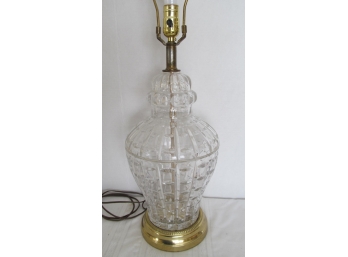 Extremely Heavy Brass And Glass Crystal Lamp
