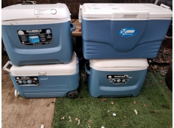 Four Coolers (Igloo, Coleman, Other Rolling)
