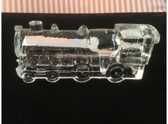 Vintage Locomotive Glass Candy Container