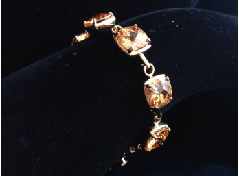 Sterling Silver Gold Wash Bracelet With Yellow CZ