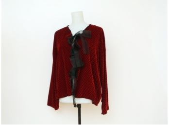Louise Simon For La Bellule Patterned Velvet Jacket With Tulle Ribbon Ties -Size XL