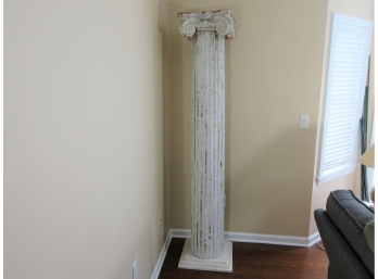 Antique 19th Century Fluted Wood Column With Volute Capital