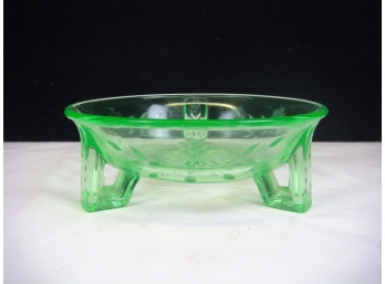 Green Depression Glass Footed Candy Trinket Bowl
