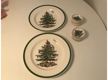Vintage Spode Lot - Two Dinner Plates & 16 Butter Pats