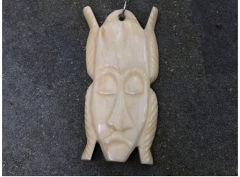 Carved Ivory Tribal Figural Head Pendant