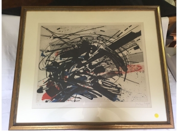 Mid Century Modern Colored Etching ,Abstract Signed And Dated 1958