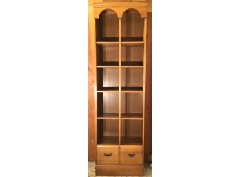 Four Shelf Narrow Wooden Bookcase With Single Drawer