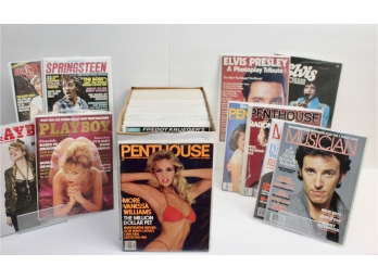 Various Vintage Magazines - Playboy And Penthouse With Madonna, Elvis, Musician And More