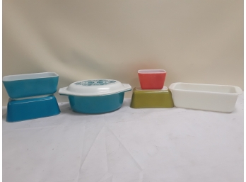 Collection Of Pyrex Refrigerator Dishes, Loaf Pan & Casserole Dish