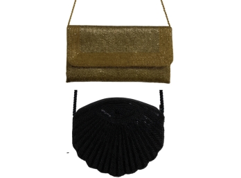 Pair Of Sequined Embellished Formal Shoulder Bag / Handbag