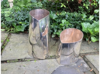 Two Armani Casa, By Giorgio Armani Silver Plated Vases