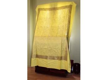 Elegant Gold On Yellow Linen Tablecloth